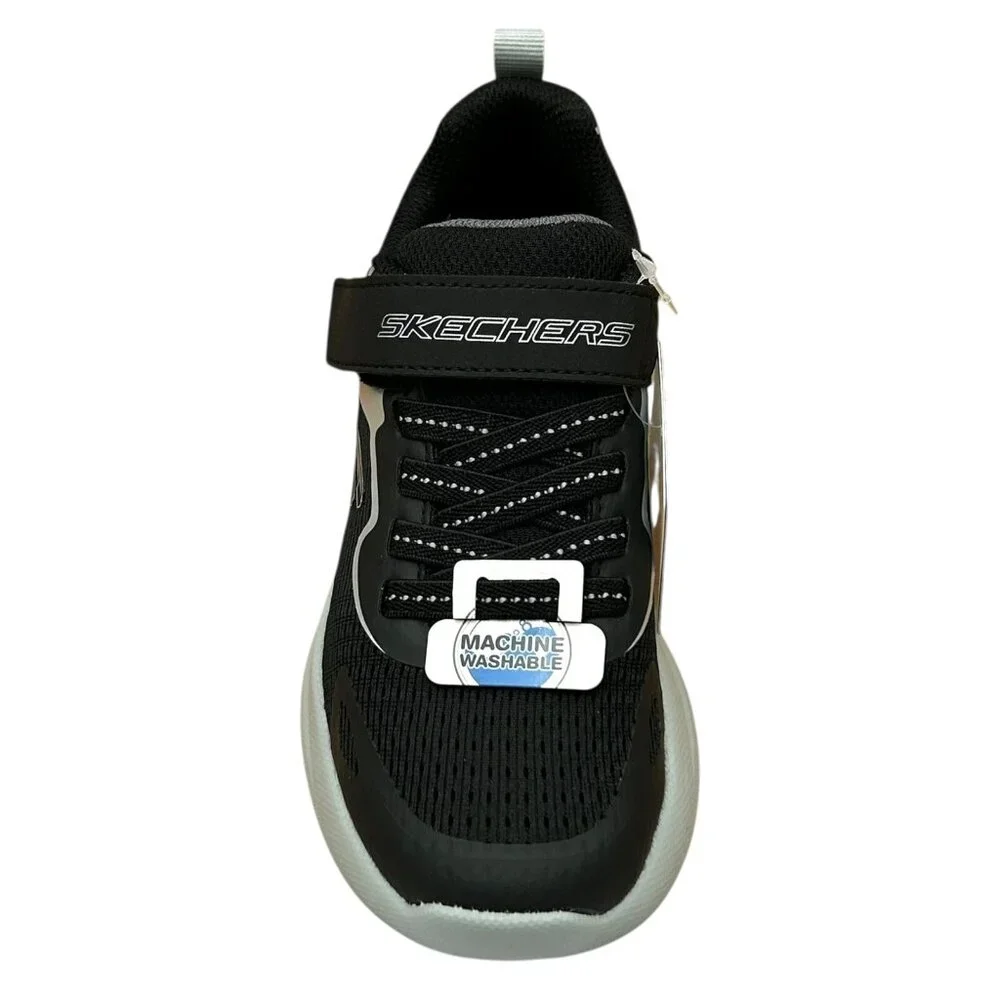 Skechers Youth Boys Athletic Slip-on Sneaker Size 1 Black Gray Lightweight Shoes